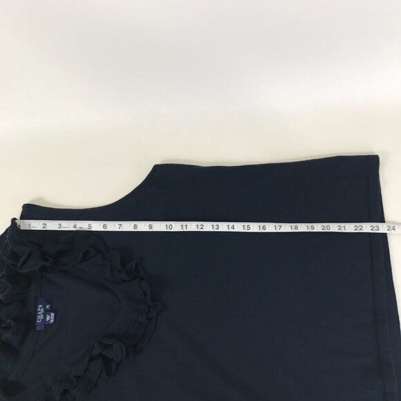 Chaps Ruffle Trim Tank Top Women's XL Navy Stretch Knit Summer Career Casual - Picture 7 of 10